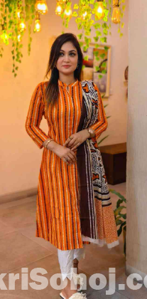 লিলেন থ্রি পিস  কামিজ লিলেন ওড়না কটন সালোয়া